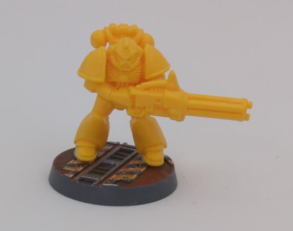 At some point in building the team I misplaced a torso. This veteran from the Space Crusade board game stepped in as understudy for the heavy weapons marine o7